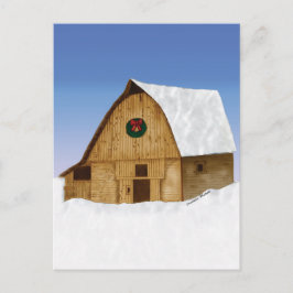 Cartão Postal Celeiro de New England no Inverno Nevado