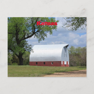 Cartão Postal Celeiro Vermelho do Kansas rural