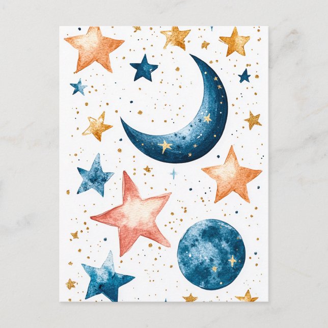 Cartão Postal Celestial Dreams Watercolor (Frente)
