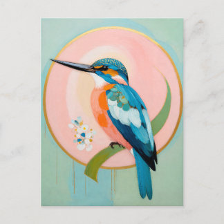 Cartão Postal Celestial Kingfisher: A Study in Azure and Gold