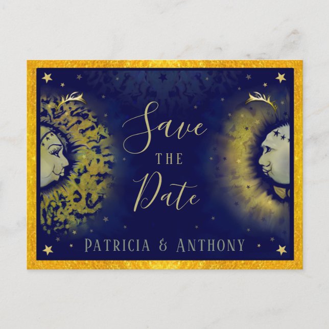 Cartão Postal Celestial Love Save the Date Postcard (Frente)