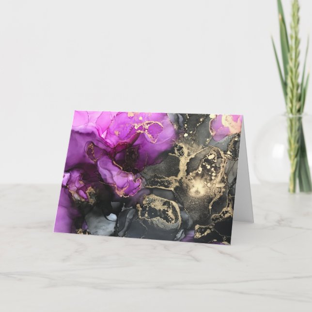 Cartão Postal Celestial Pink Black Gold em Branco (Frente)