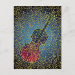 Cartão Postal Cello Filigrama Dourado - Música Colorida