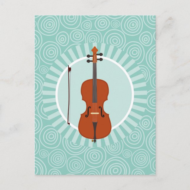Cartão Postal Cello Fun Turquoise Swirl Music (Frente)