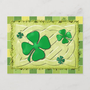 Cartão Postal Celtic Clover Irish 3D