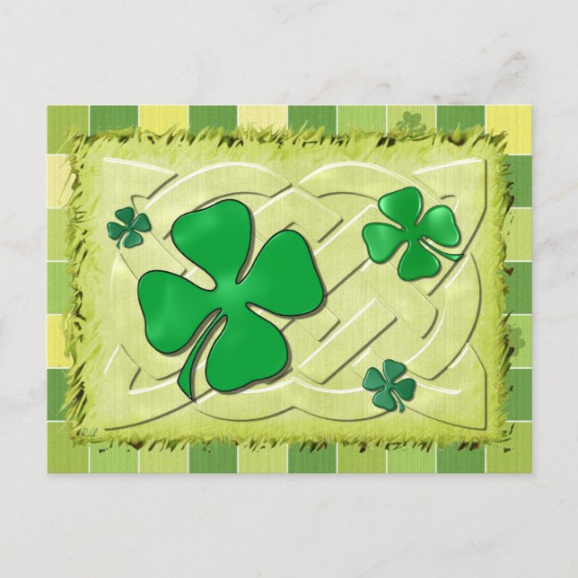 Cartão Postal Celtic Clover Irish 3D (Frente)