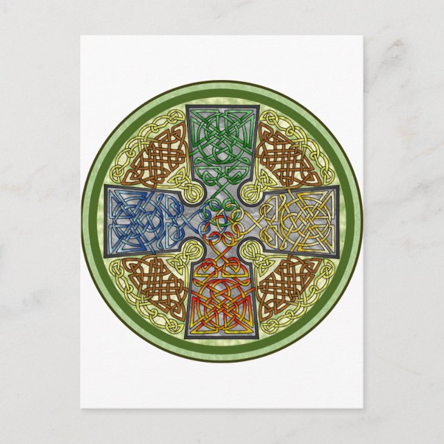 Cartão Postal Celtic Cross 4-Color (Frente)