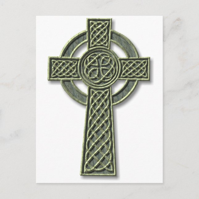 Cartão Postal Celtic Cross - Green Stone (Frente)
