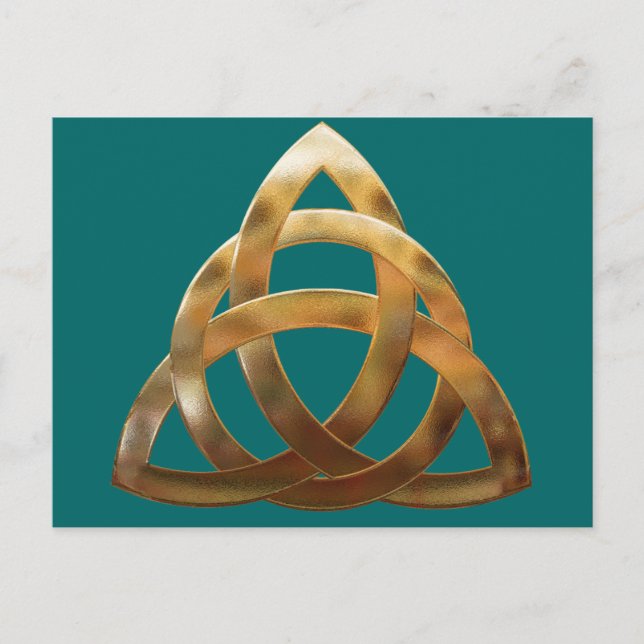 Cartão Postal Celtic Dourada Trinity Knot (Frente)