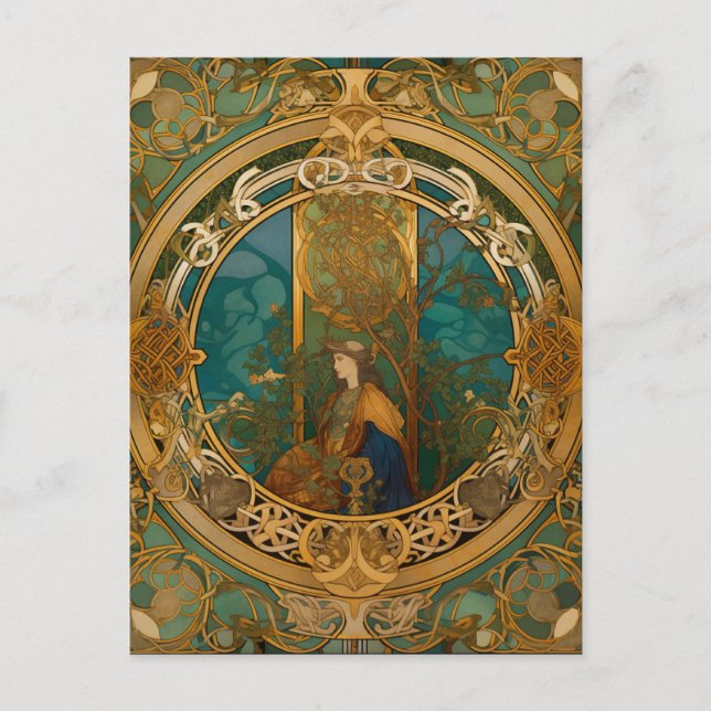 Cartão Postal Celtic Knot Queen Colorful Knotwork (Frente)