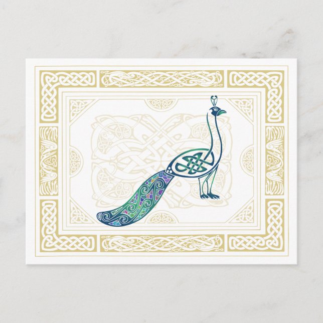Cartão Postal Celtic Peacock (Frente)
