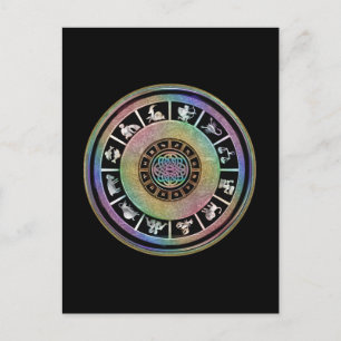 Cartão Postal Celtic Rainbow Zodiac Mandala