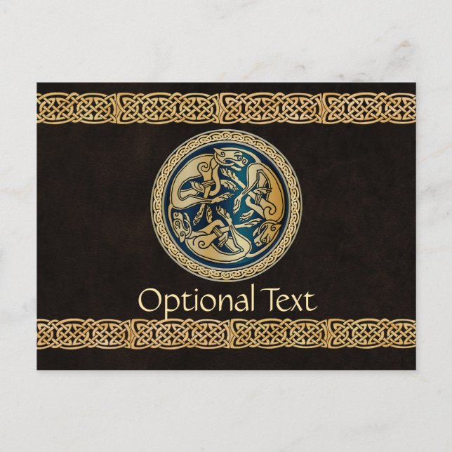 Cartão Postal Celtic Wolf Knotwork Triad (Frente)
