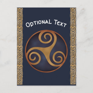 Cartão Postal Céltico Triskelion (Azul) Personalizado