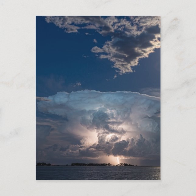 Cartão Postal Célula de Trovoada do Lago Lightstorm e Lua Cheia (Frente)
