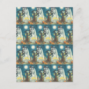 CARTÃO POSTAL CEMETERY VOWS, SKELETON WEDDING, BRIDE E GROOM