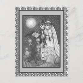 CARTÃO POSTAL CEMETERY VOWS, SKELETON WEDDING, BRIDE E GROOM