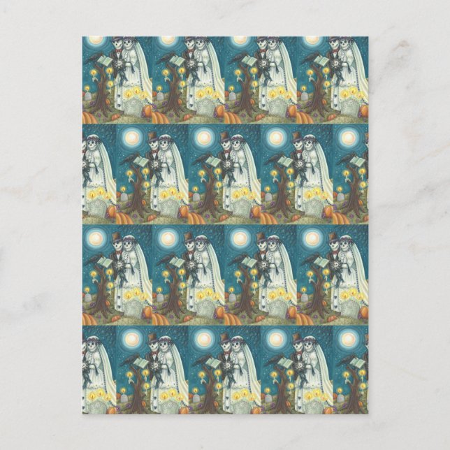 CARTÃO POSTAL CEMETERY VOWS, SKELETON WEDDING, BRIDE E GROOM (Frente)