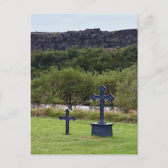 Cartão Postal Cemitério da Igreja Thingvellir, Islândia (Frente)