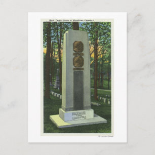 Cartão Postal Cemitério de Woodlawn, Cena de Gravestone Mark Twa