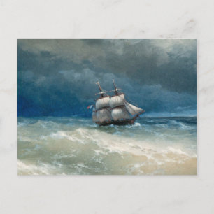 Cartão Postal Cena costeira com Stormy Waters Ivan Aivazovsky