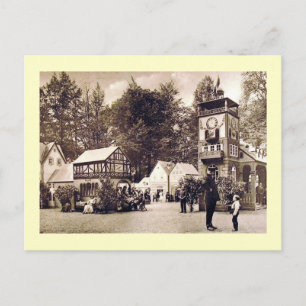 Cartão Postal Cena da Cidade Alemã, Policial e Menino Vintage