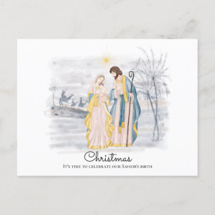 Cartão Postal Cena da Natividade - Mary, Joseph e Jesus Bebê Rec