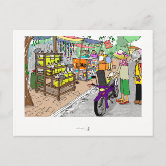 Cartão Postal Cena da rua postal na Ásia com motocicleta