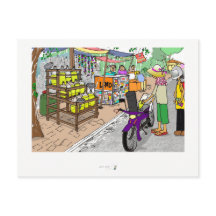 Cena da rua postal na Ásia com motocicleta