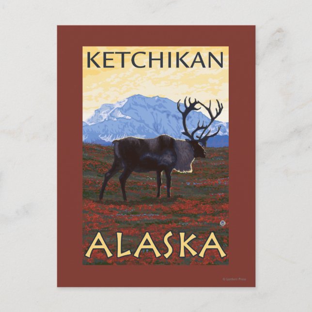 Cartão Postal Cena das Caraíbas - Ketchikan, Alasca (Frente)