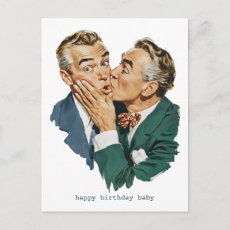 Cartão Postal Cena de Beijo Surpresa com Humor Vintage