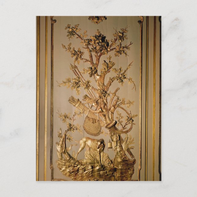 Cartão Postal Cena de caça, despejo de madeira da sala de jantar (Frente)