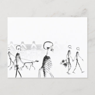 Cartão Postal Cena de Cidade do Esqueleto de Raios X&B