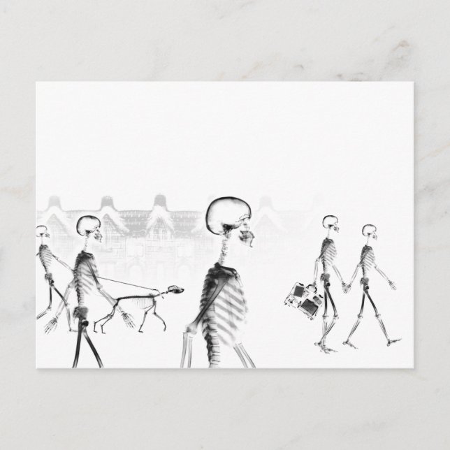 Cartão Postal Cena de Cidade do Esqueleto de Raios X&B (Frente)