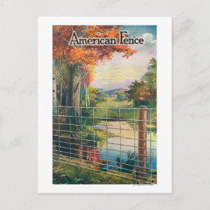 Cartão Postal Cena de Fronteira Americana de Aço e Fio