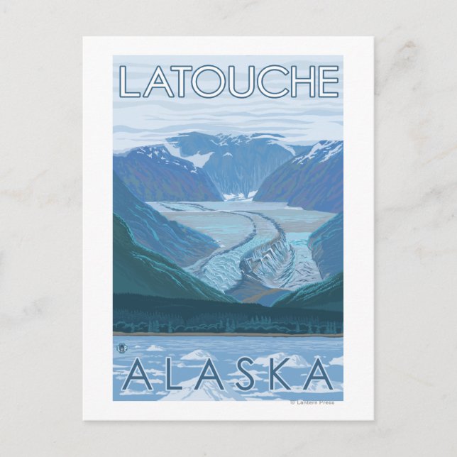 Cartão Postal Cena de Glaciar - Latouche, Alasca (Frente)