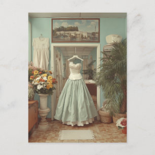 Cartão Postal Cena de interior de butique de vestido de noiva vi