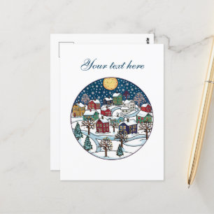 Cartão Postal Cena de inverno bonita personalizável