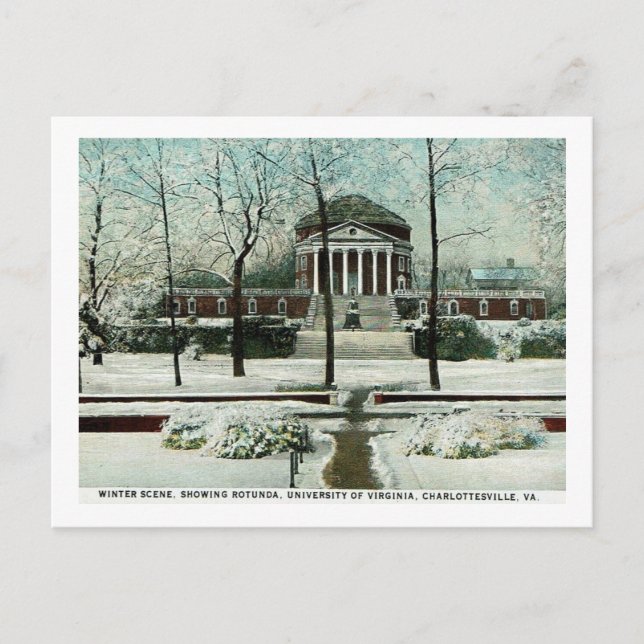 Cartão Postal Cena de inverno, Charlottesville VA, Vintage (Frente)