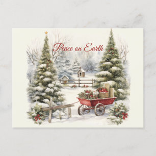 Cartão Postal Cena de inverno da Vintage de Natal
