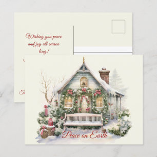 Cartão Postal Cena de inverno da Vintage de Natal