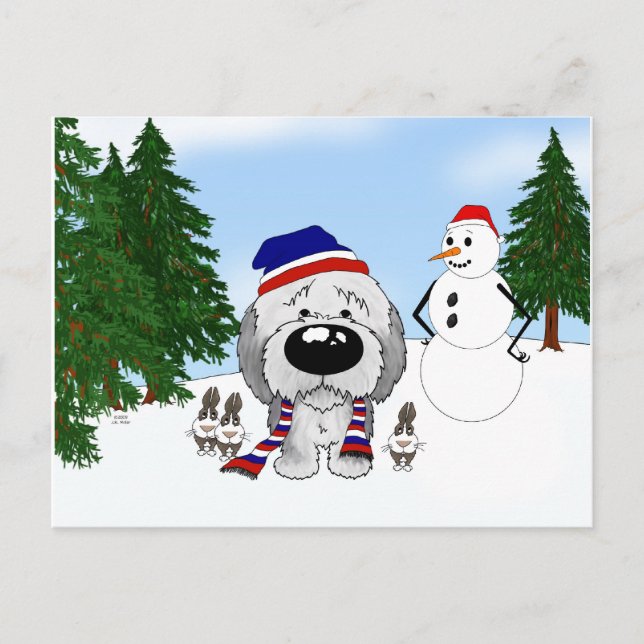 Cartão Postal Cena de Inverno do Ovelino Inglês (Frente)