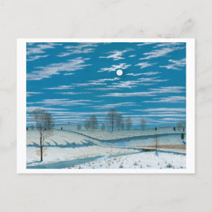 Cartão Postal Cena de inverno em pintura à Lua