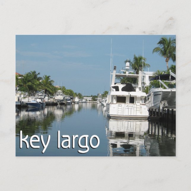 Cartão Postal Cena de Key Largo com barcos (Frente)