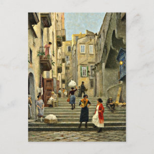 Cartão Postal Cena de Nápoles - pintura de Paul G. Fischer,