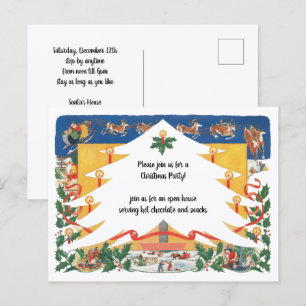 Cartão Postal Cena de Natal Antigo com Papai Noel