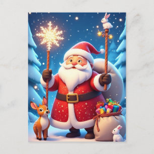 Cartão Postal Cena de Natal com Papai Noel