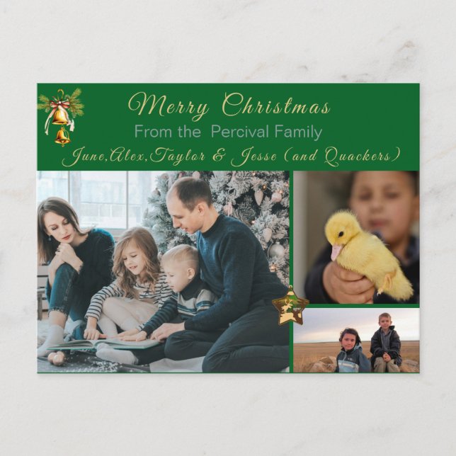 Cartão Postal Cena de Natal da Família Clássica (Frente)