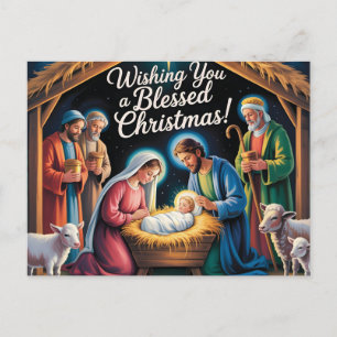 Cartão Postal Cena de Natal Saudação de Natal