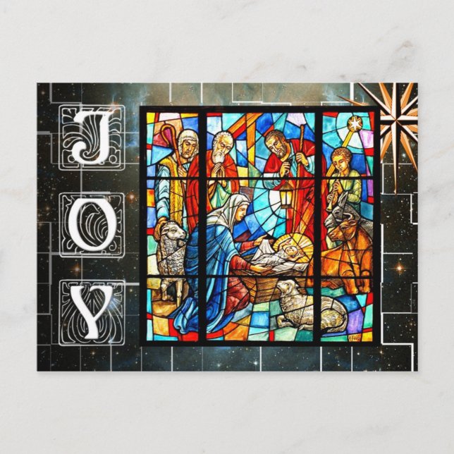 Cartão Postal Cena de Natividade Colorida (Frente)